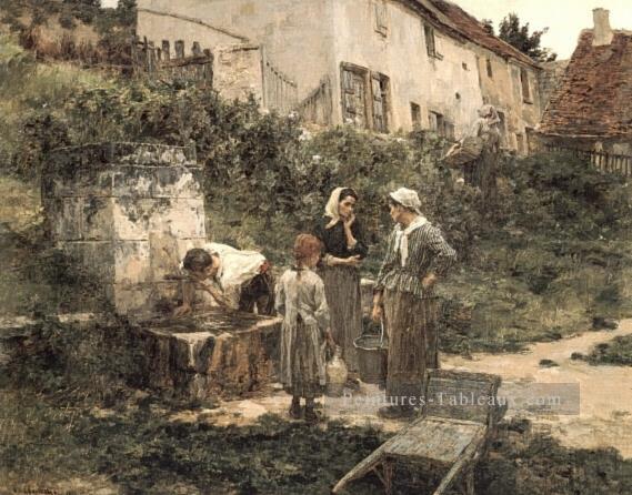 A la Fontaine scènes rurales paysan Léon Augustin Lhermitte Peintures à l'huile
